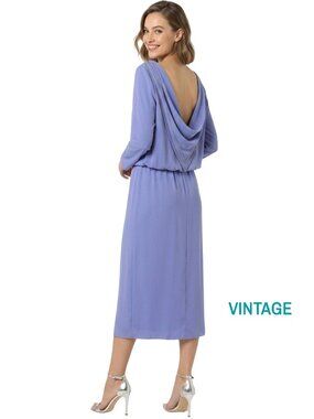 Evina Ruth Ullmann Dress Cowl back Lavender Beaded Vintage 80s Union Label ILGWU